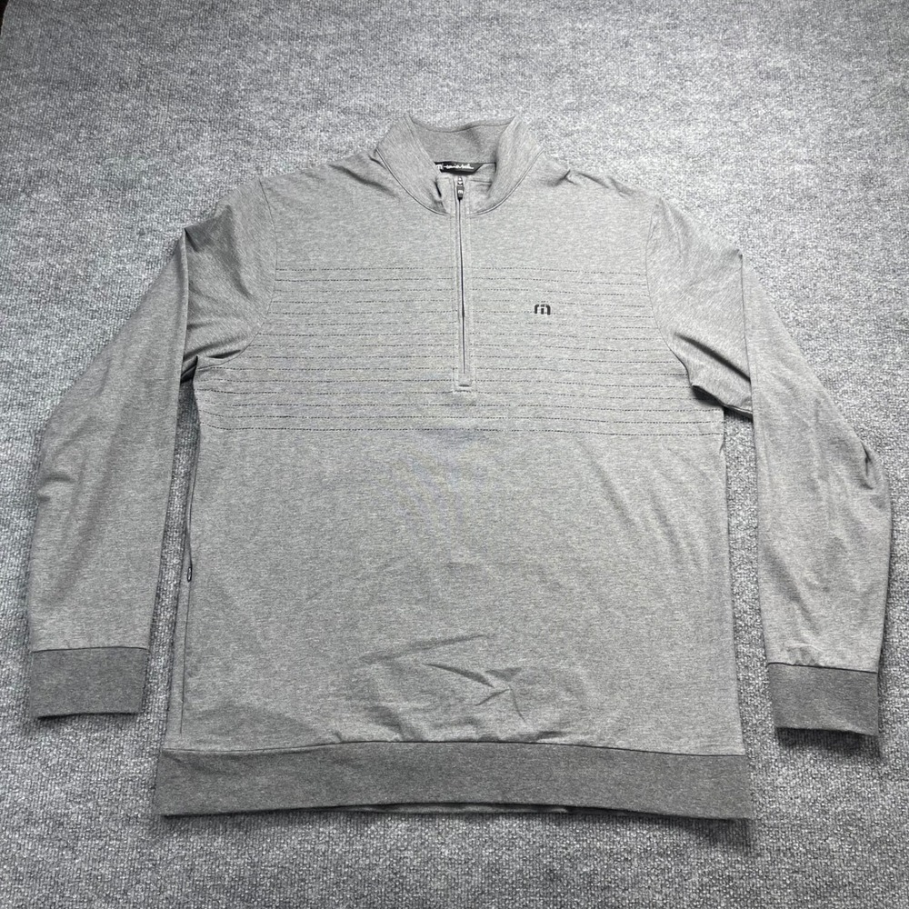 TravisMathew Mens XL Quarter Zip Pullover Gray Texas Flag Golf Sweater Heather